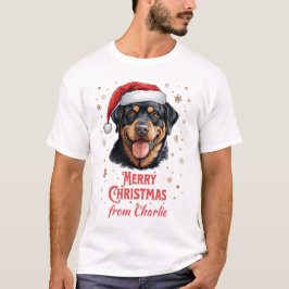 Rottweiler Hund som Santa God jul T Shirt