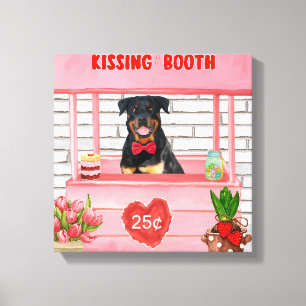 Rottweiler Hund Valentine Day Kissing Booth Canvastryck