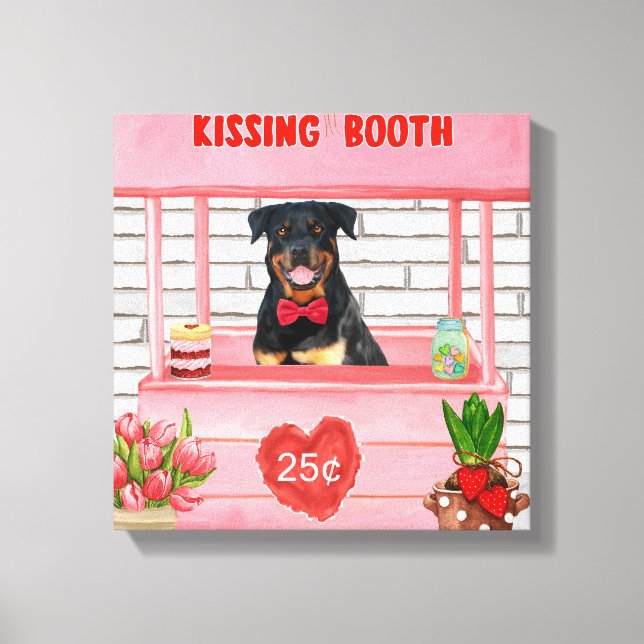 Rottweiler Hund Valentine Day Kissing Booth Canvastryck (Framsida)