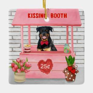 Rottweiler Hund Valentine Day Kissing Booth Julgransprydnad Keramik