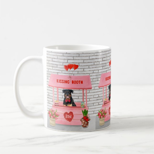 Rottweiler Hund Valentine Day Kissing Booth Kaffemugg (Vänster)