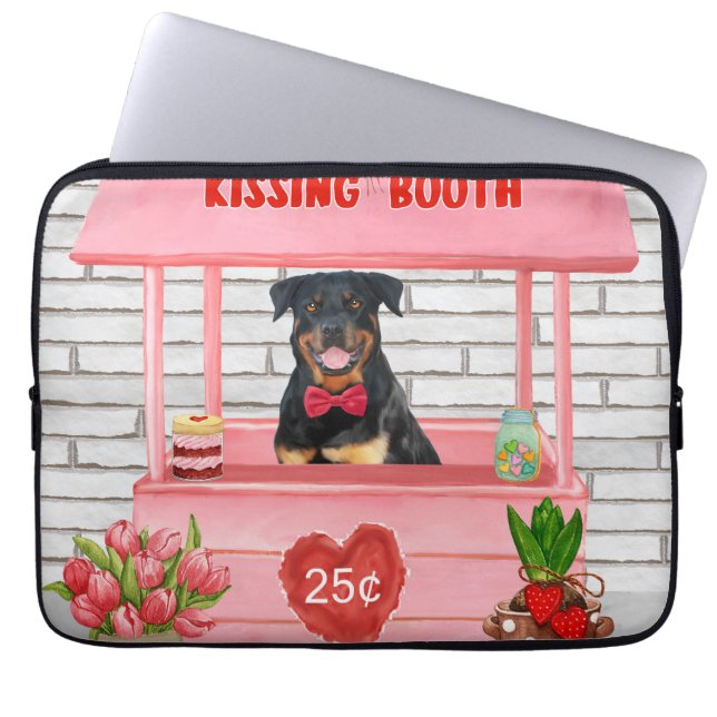 Rottweiler Hund Valentine Day Kissing Booth Laptop Fodral (Framsidan)