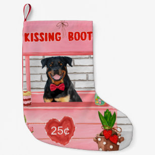 Rottweiler Hund Valentine Day Kissing Booth Liten Julstrumpa