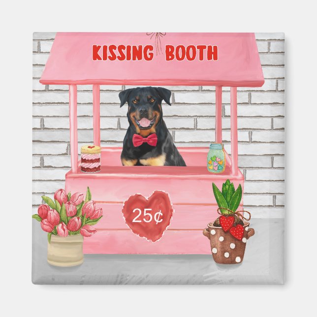 Rottweiler Hund Valentine Day Kissing Booth Magnet (Framsidan)