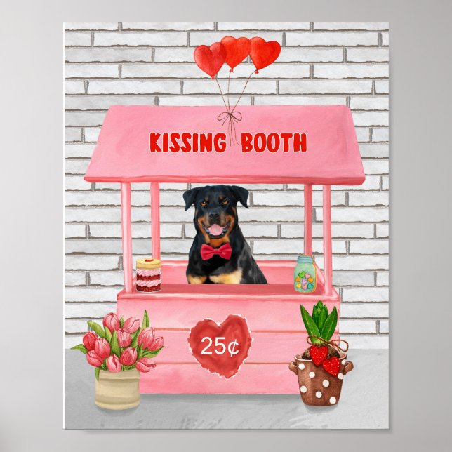 Rottweiler Hund Valentine Day Kissing Booth Poster (Framsidan)
