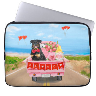 Rottweiler Hund Valentine Day Lastbil Hearts Laptop Fodral