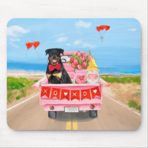 Rottweiler Hund Valentine Day Lastbil Hearts Musmatta