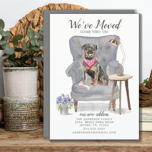 Rottweiler Hund Vi har flyttat Flytta Announcement Meddelande