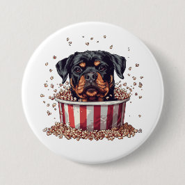 Rottweiler Hund vie Popcorn Bucket Knapp