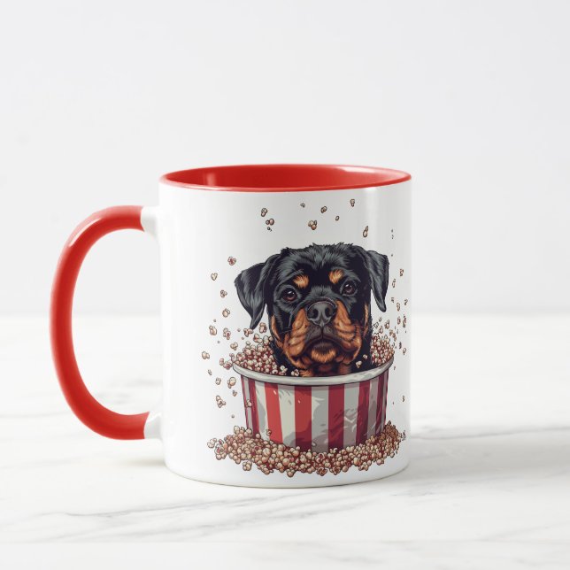 Rottweiler Hund vie Popcorn Bucket Mugg (Vänster)