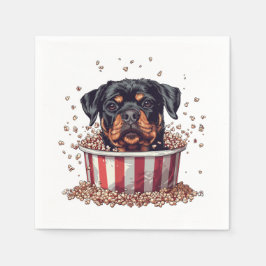 Rottweiler Hund vie Popcorn Bucket Pappersservett