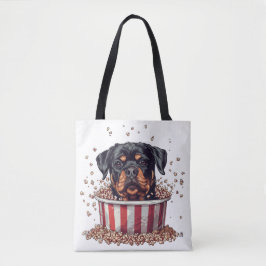 Rottweiler Hund vie Popcorn Bucket Tygkasse