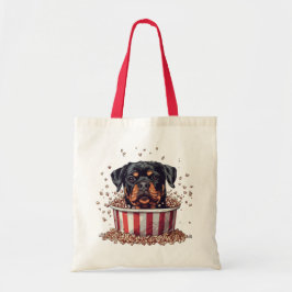 Rottweiler Hund vie Popcorn Bucket Tygkasse