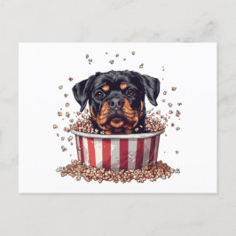 Rottweiler Hund vie Popcorn Bucket Vykort