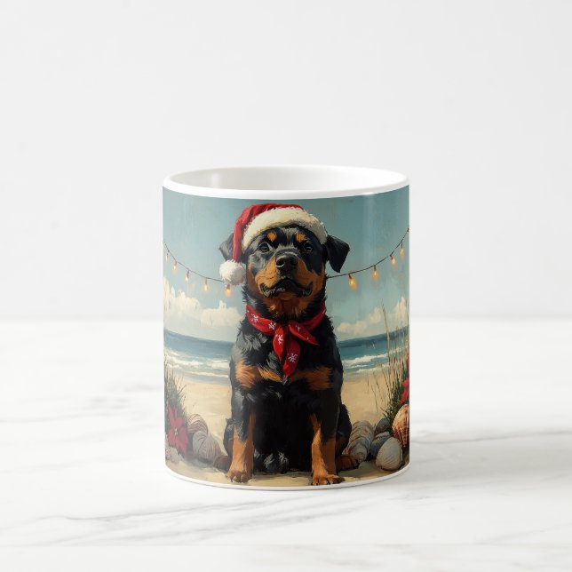 Rottweiler Hund Vintage Beach Kaffemugg (Center)