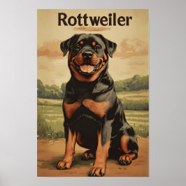 Rottweiler Hund Vintage Konst Poster
