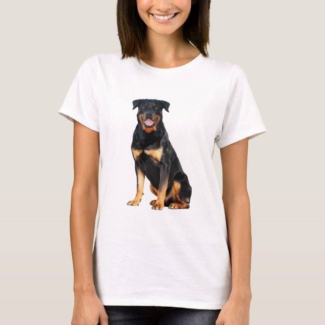 Rottweiler Hund Watercolor Art Painting T Shirt (Framsida)