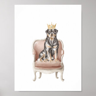 Rottweiler Hund Wearing Royal Krona Poster