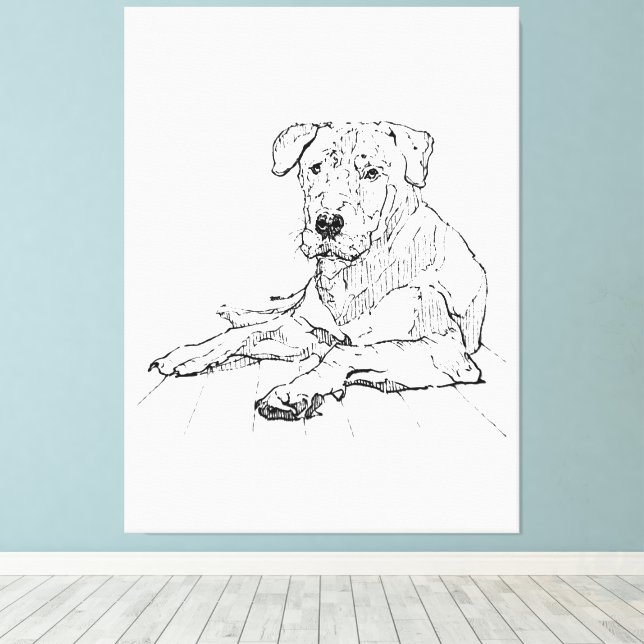 Rottweiler Hundälskare Minimalistisk Illustration Canvastryck (Insitu (trägolv))