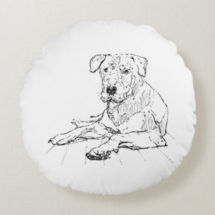 Rottweiler Hundälskare Minimalistisk Illustration Rund Kudde
