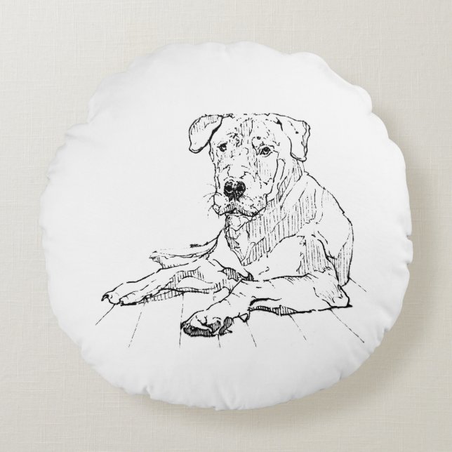 Rottweiler Hundälskare Minimalistisk Illustration Rund Kudde (Framsidan)