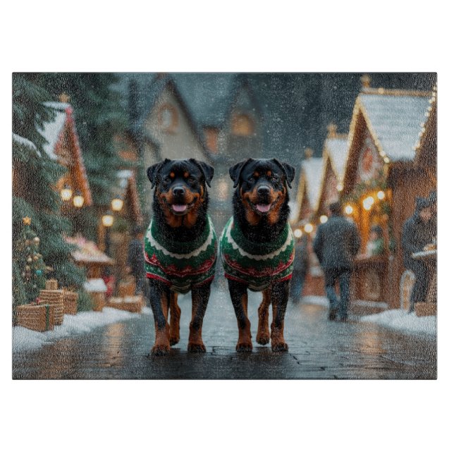 Rottweiler Hundar Jul Snö Högtid (Framsidan)
