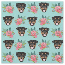 Rottweiler hundar mynta och rosa blommigt tyg