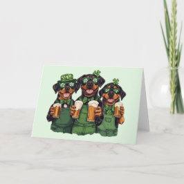 Rottweiler hundar på St. Patricks dag Helgkort