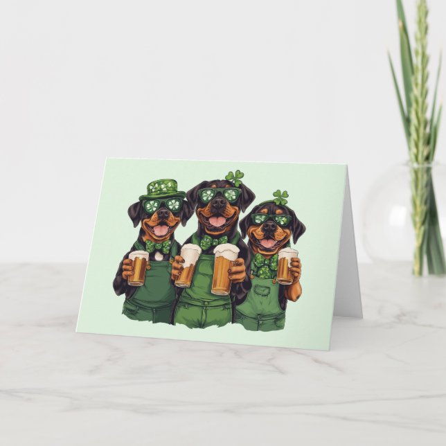 Rottweiler hundar på St. Patricks dag Helgkort (Framsida)