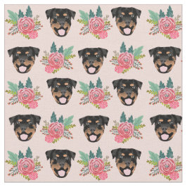 Rottweiler hundar rosa blommigt tyg