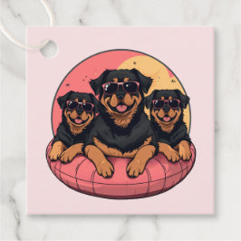 Rottweiler Hundar Sommar Bassäng Gåvor Etiketter