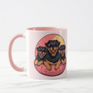 Rottweiler Hundar Sommar Bassäng Mugg