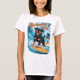 Rottweiler Hundar Surfing Äventyr T Shirt