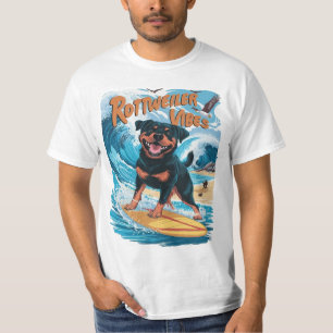 Rottweiler Hundar Surfing Äventyr T Shirt