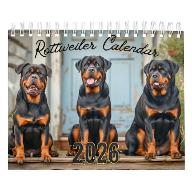 Rottweiler Hundar Väggkalender 2026 Kalender (Omslag)