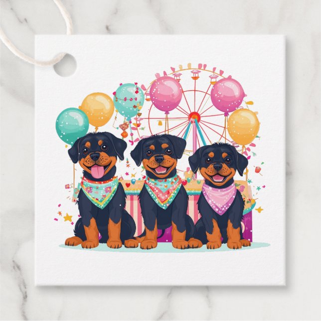 Rottweiler Hundar vid en karneval Gåvor Etiketter (Framsida)