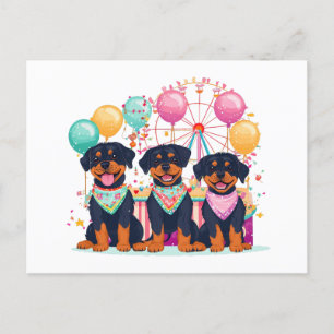 Rottweiler Hundar vid en karneval Helg Vykort