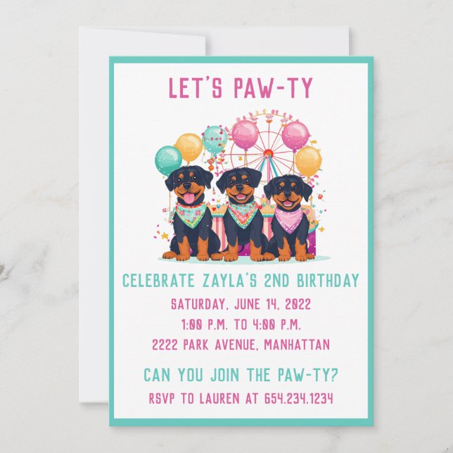 Rottweiler Hundar vid en karneval Inbjudningar (Framsida)