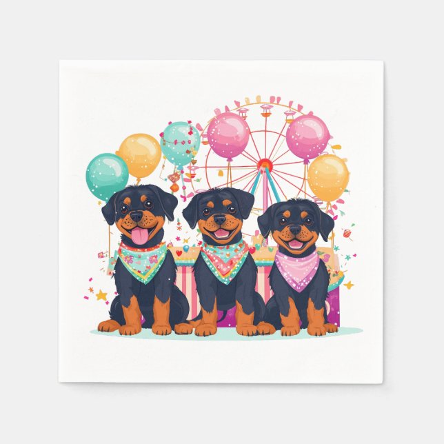 Rottweiler Hundar vid en karneval Pappersservett (Framsidan)