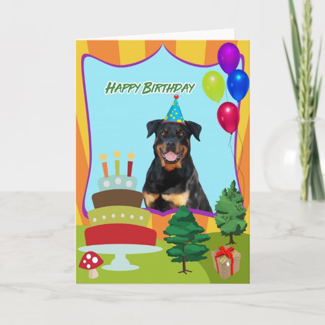 Rottweiler hundfödelsedag kort (Framsida)