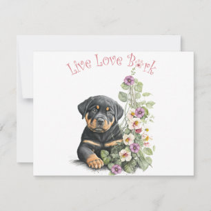 Rottweiler Hundmamma Blommig Anteckningskort