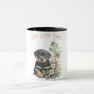 Rottweiler Hundmamma Blommig Mugg