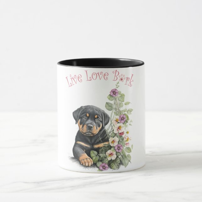 Rottweiler Hundmamma Blommig Mugg (Center)