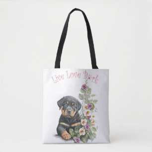 Rottweiler Hundmamma Blommig Tygkasse