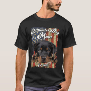 Rottweiler Hundmamma Est. 2023 Patriotisk USA-desi T Shirt