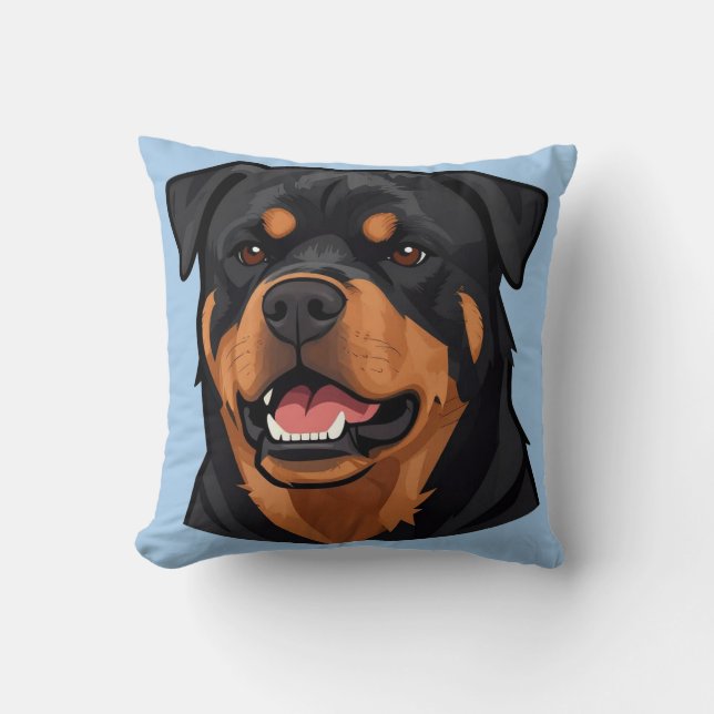 Rottweiler Huvudporträtt Kudde (Framsida)