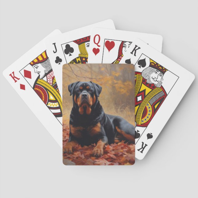 Rottweiler i Höst löv Fall Inspire Casinokort (Baksidan)