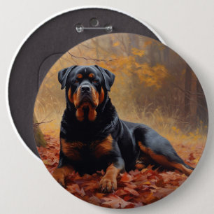 Rottweiler i Höst löv Fall Inspire Knapp