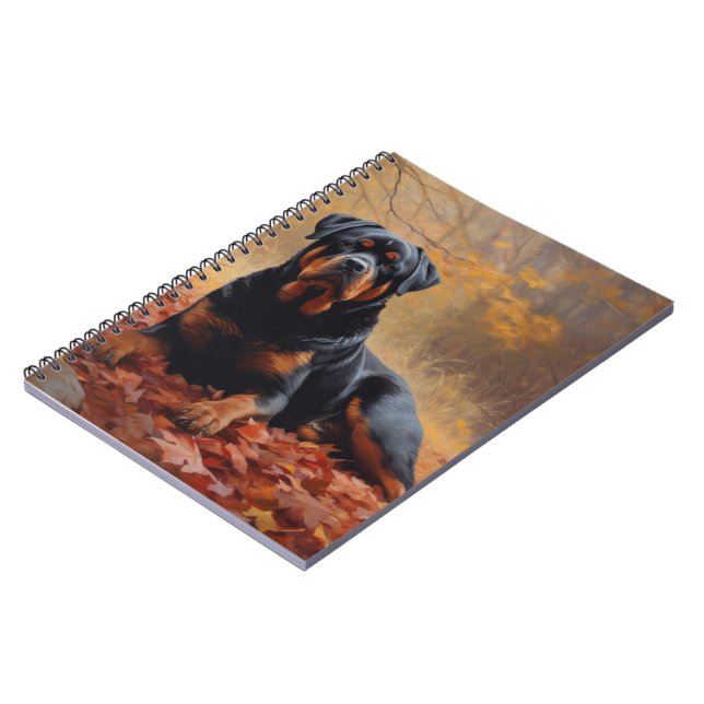 Rottweiler i höstlöv Fall Inspire Anteckningsbok (Vänstra Sidan)