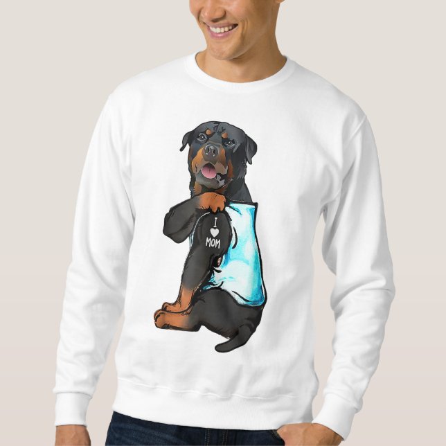 Rottweiler I Kärlek Mamma Tattoo Lång Ärmad Tröja (Framsida)
